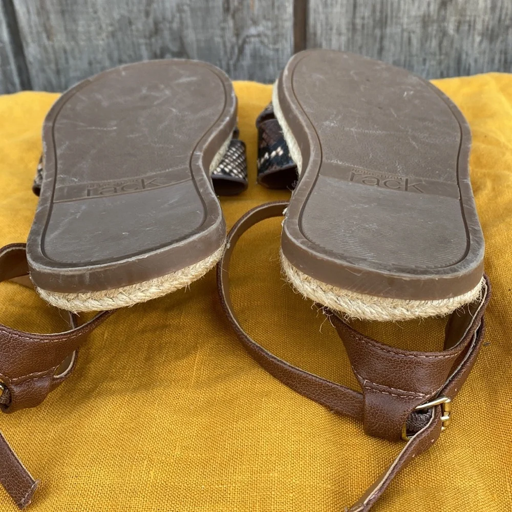 Nordstrom Rack Polly Flat Espadrille Snake Print Cross Sandals Size 5